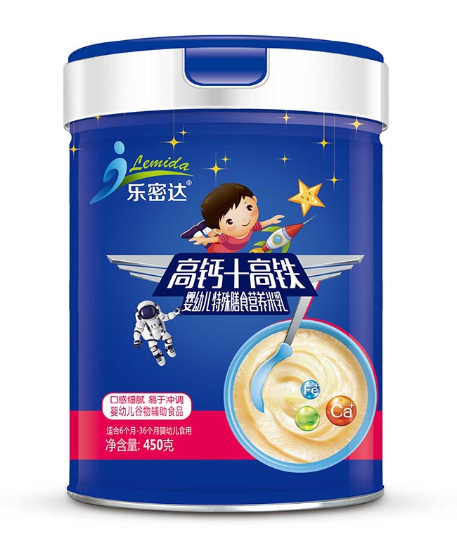 樂(lè)密達(dá)  高鈣+高鐵嬰幼兒特膳米乳  450g